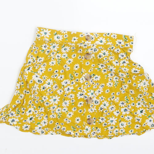 Miss E-vie Girls Yellow Floral  A-Line Skirt Size 6-7 Years