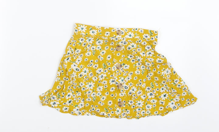 Miss E-vie Girls Yellow Floral  A-Line Skirt Size 6-7 Years