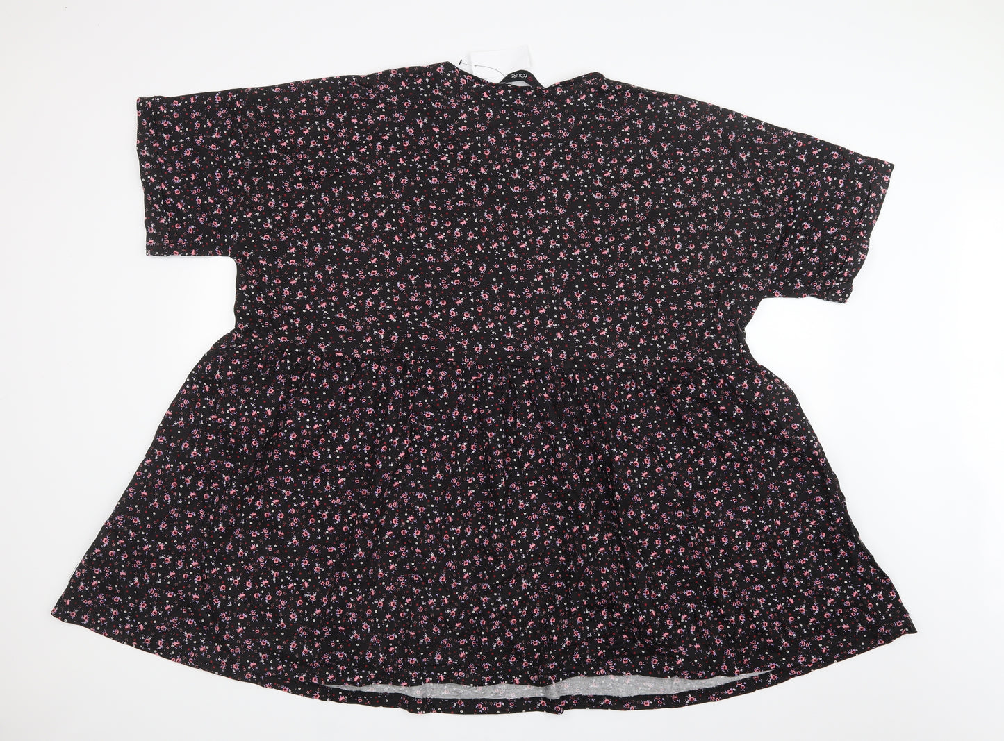 Yours Womens Black Floral  Basic T-Shirt Size 22