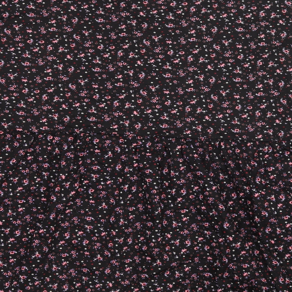 Yours Womens Black Floral  Basic T-Shirt Size 22