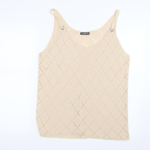 Sheilay Womens Beige   Basic Tank Size 4XL