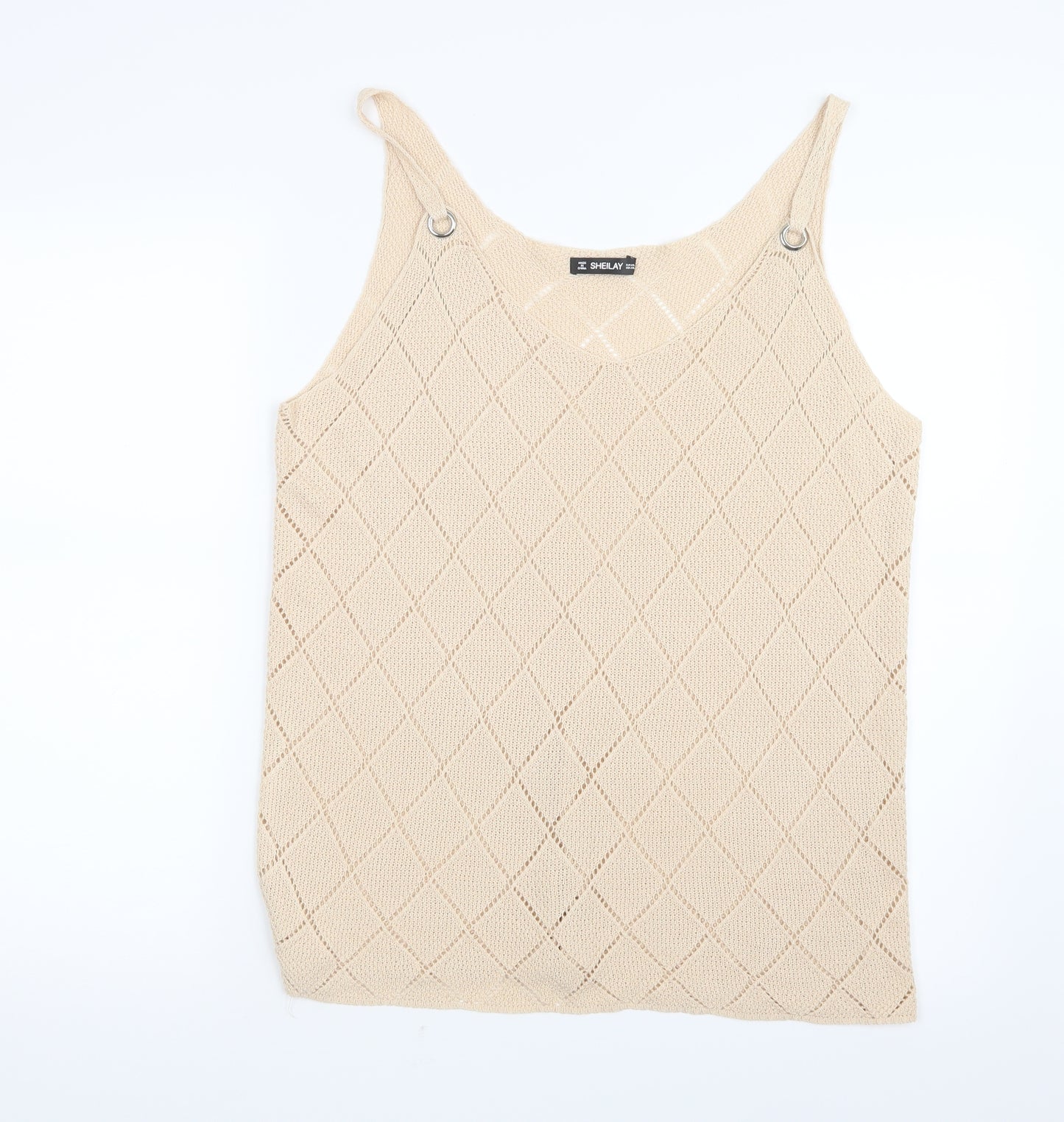 Sheilay Womens Beige   Basic Tank Size 4XL
