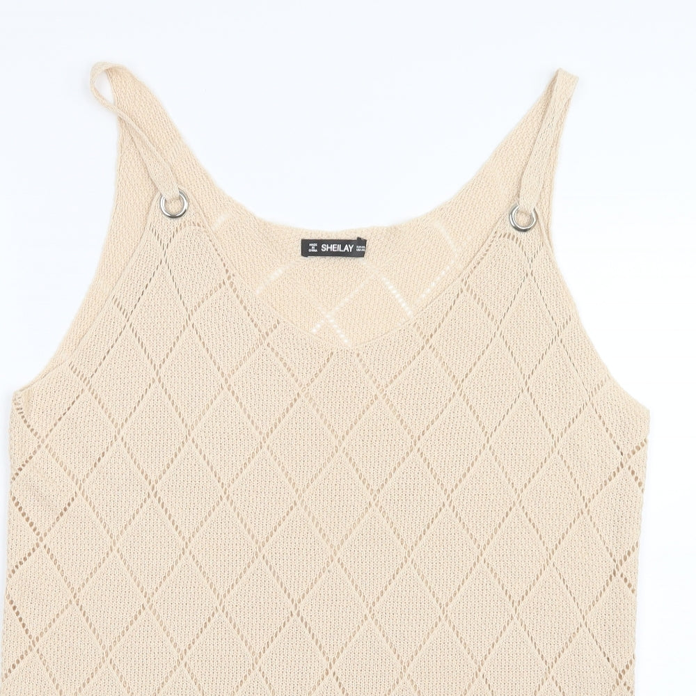 Sheilay Womens Beige   Basic Tank Size 4XL
