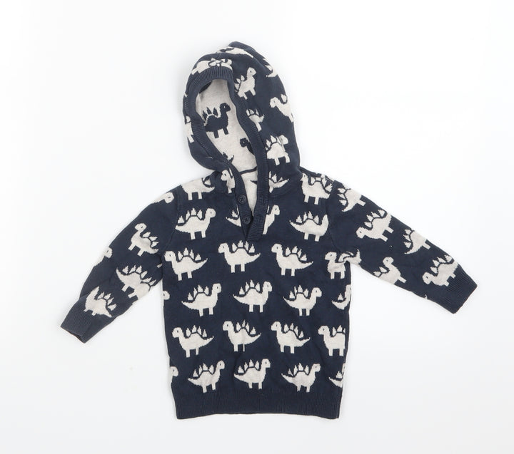 George Boys Blue Geometric Knit Pullover Jumper Size 6-9 Months  - Hoodie