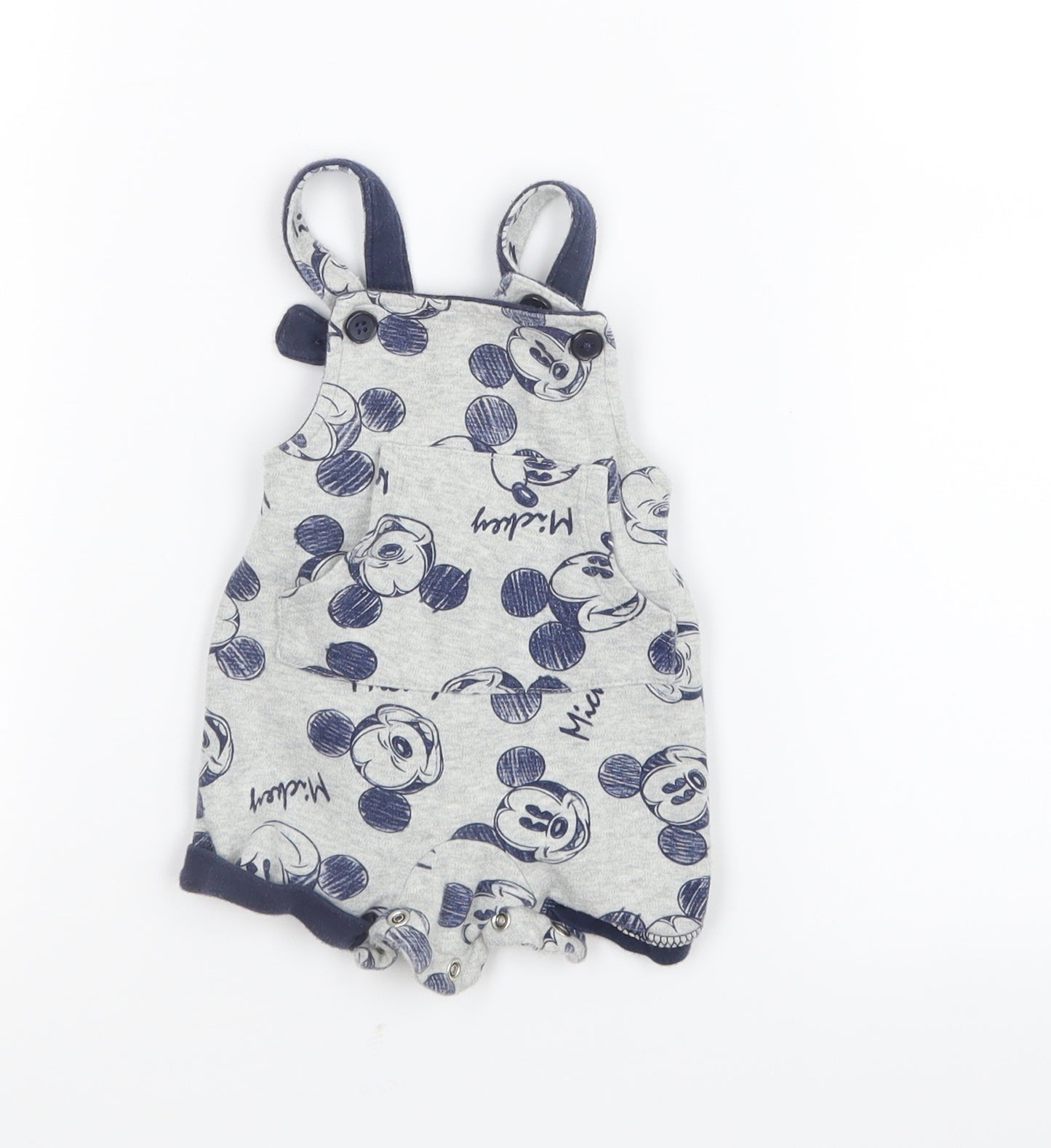 Matalan Baby Grey Geometric  Dungaree Outfit/Set Size 0-3 Months  - Mickey Mouse