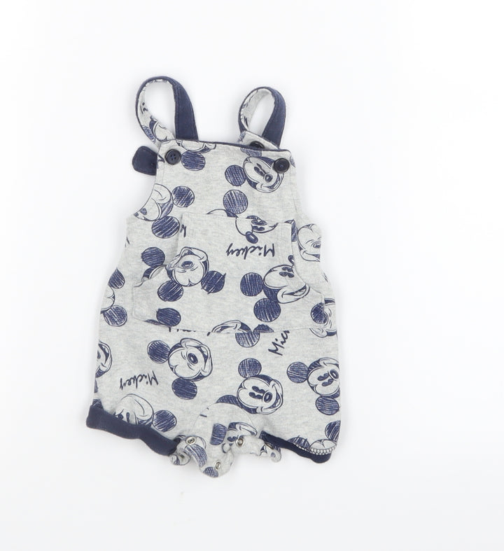 Matalan Baby Grey Geometric Dungaree Outfit/Set Size 0-3 Months - Mickey Mouse