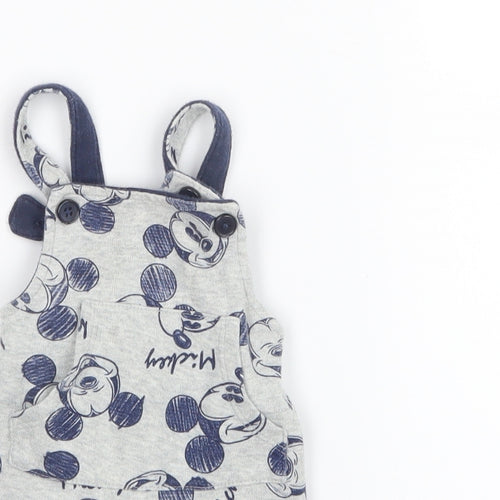 Matalan Baby Grey Geometric  Dungaree Outfit/Set Size 0-3 Months  - Mickey Mouse