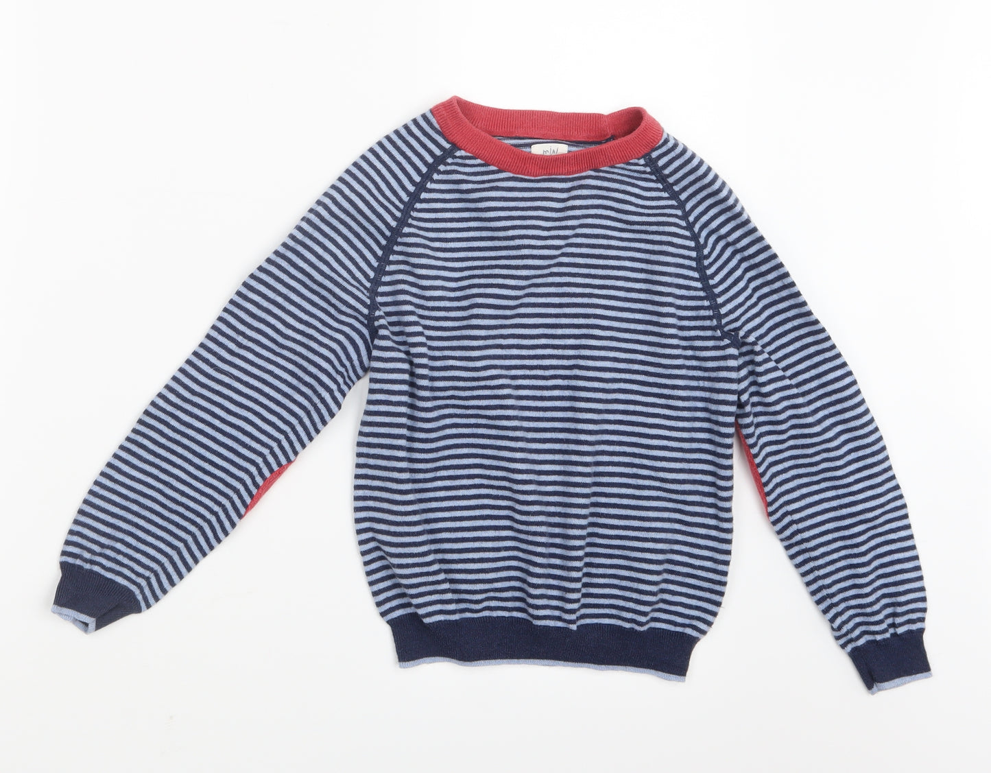 Mini Boden Boys Blue Striped Knit Pullover Jumper Size 7-8 Years