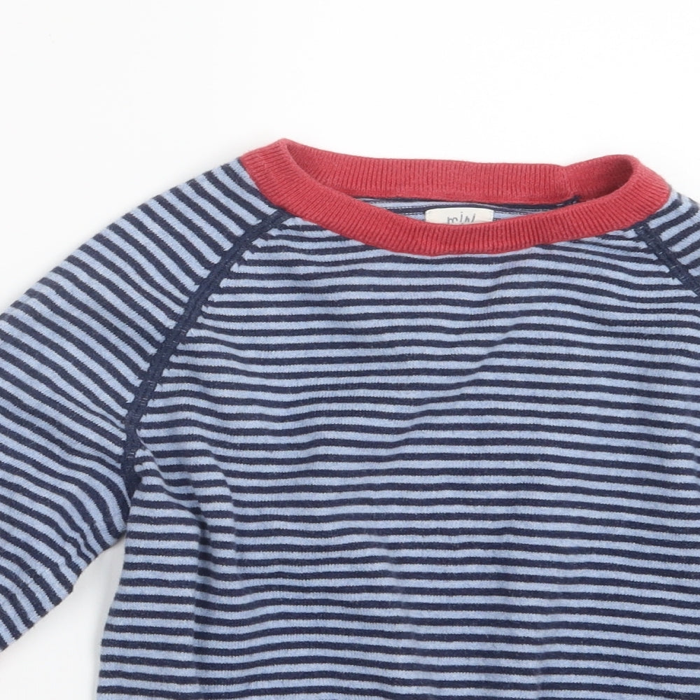 Mini Boden Boys Blue Striped Knit Pullover Jumper Size 7-8 Years