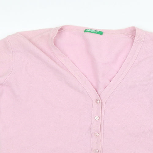 United Colors of Benetton Womens Pink  Knit Cardigan Jumper Size M