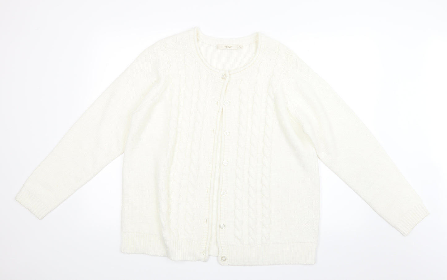 EWM Womens White  Knit Cardigan Jumper Size 18