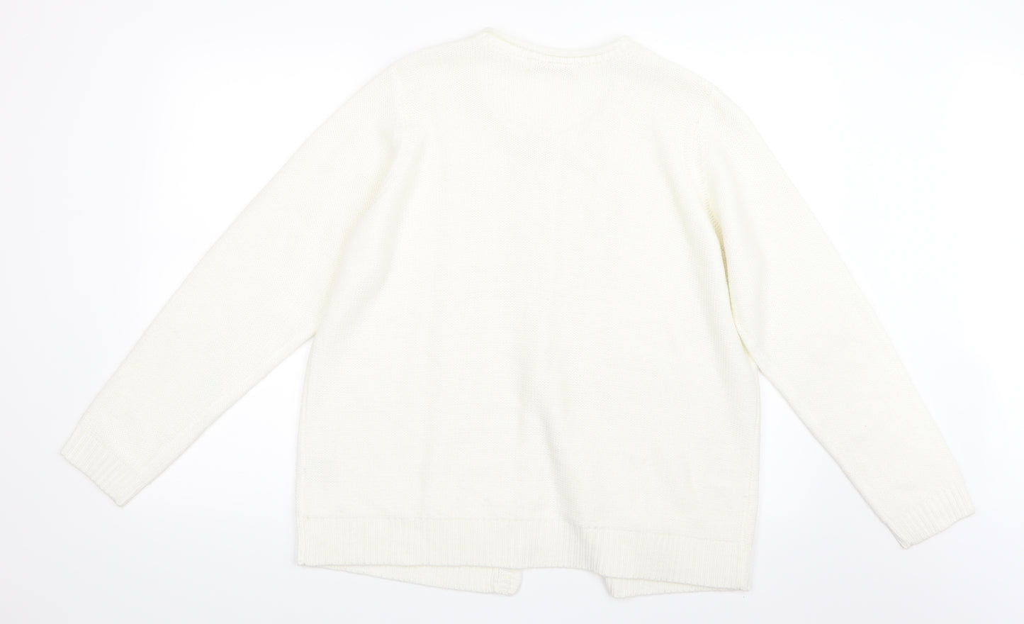 EWM Womens White  Knit Cardigan Jumper Size 18