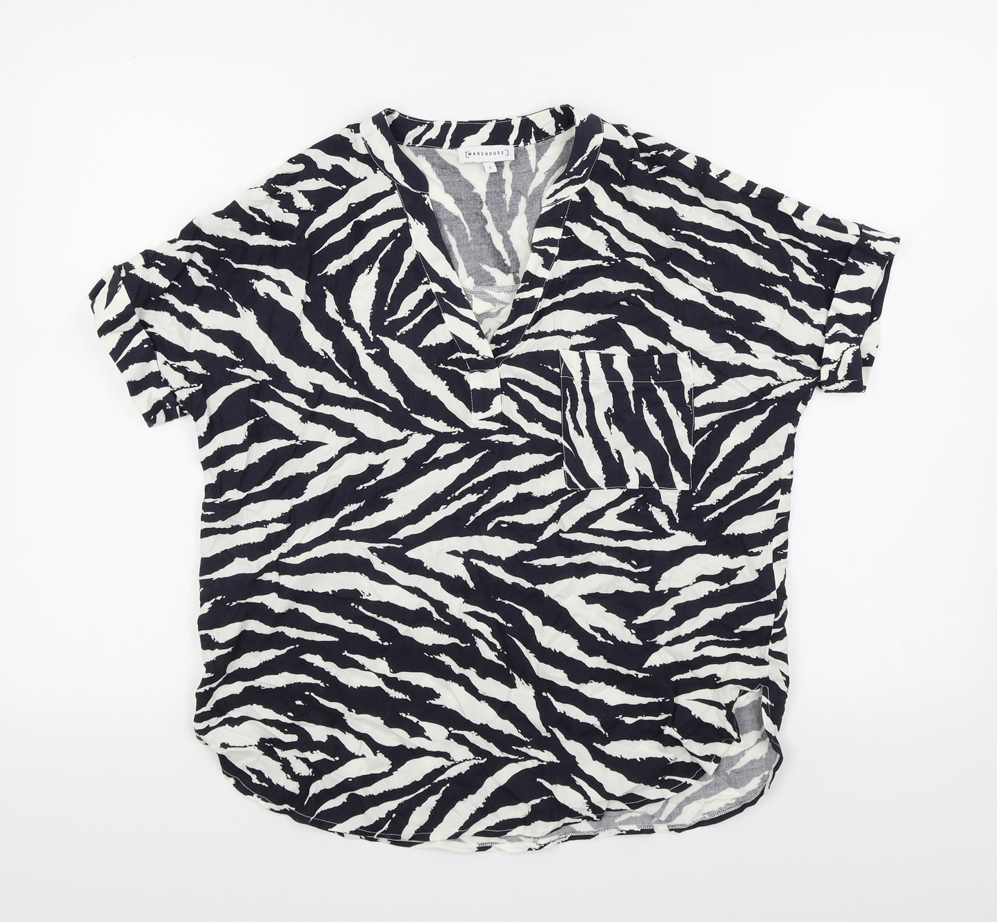 wearhouse Womens Blue Geometric  Basic Blouse Size 6