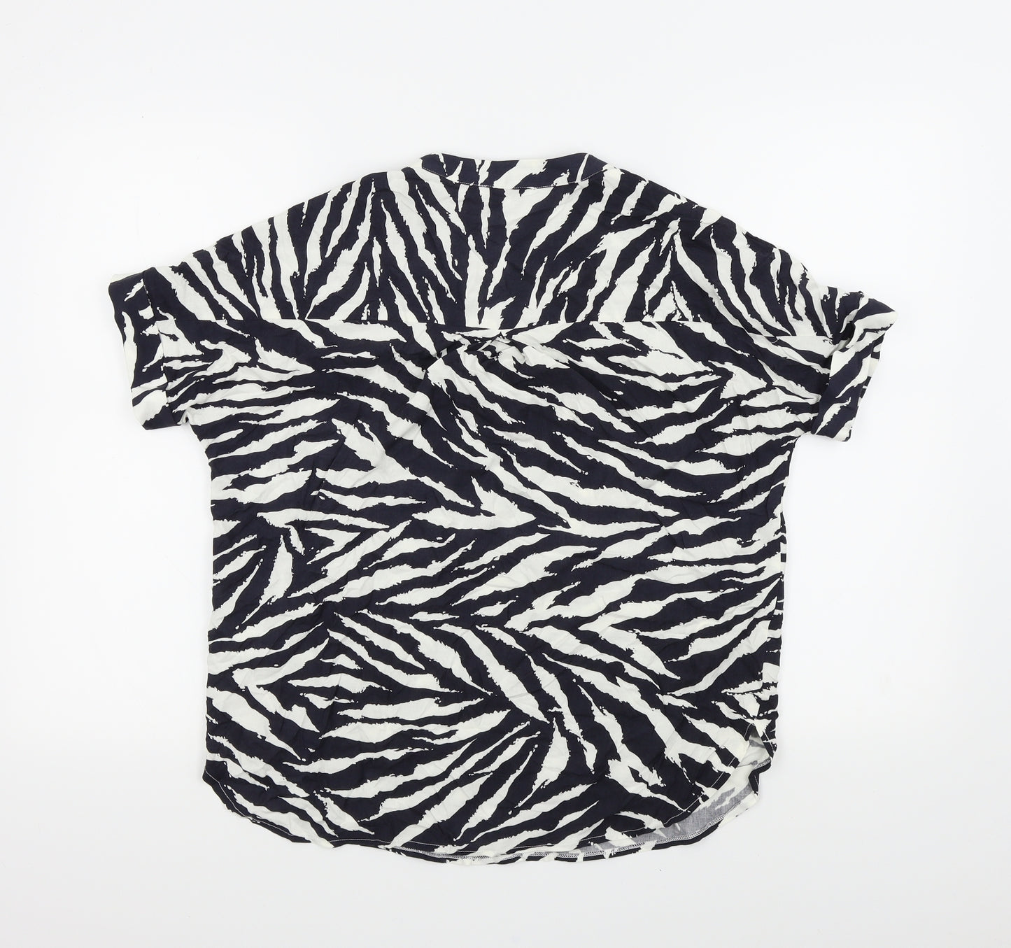 wearhouse Womens Blue Geometric  Basic Blouse Size 6