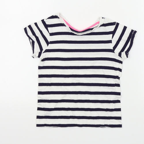 YD Girls Blue Striped  Basic T-Shirt Size 7 Years