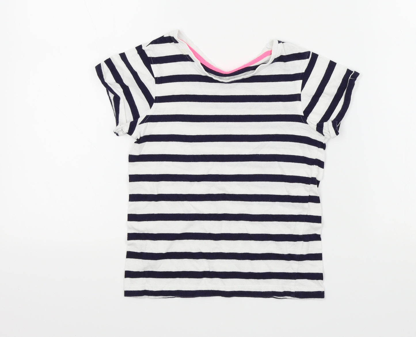 YD Girls Blue Striped  Basic T-Shirt Size 7 Years