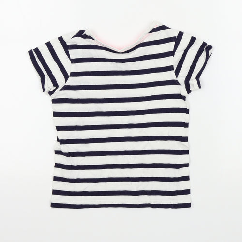 YD Girls Blue Striped  Basic T-Shirt Size 7 Years