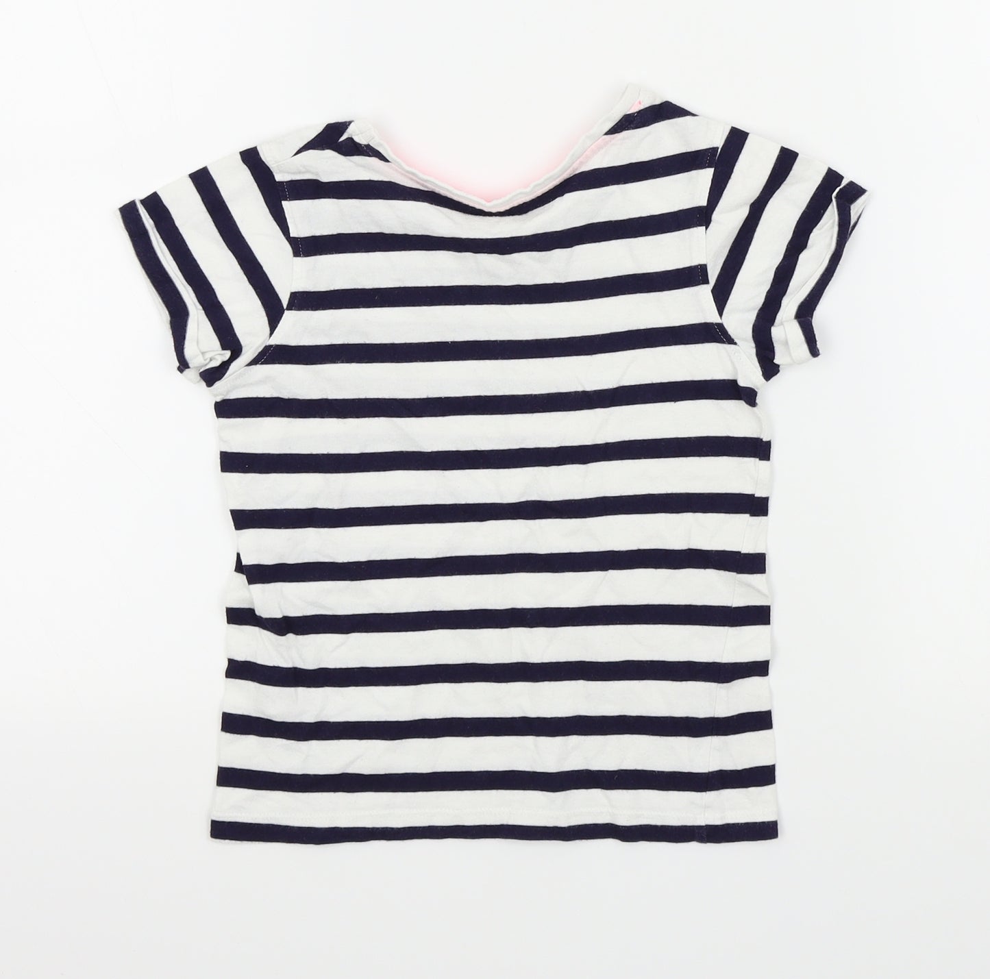 YD Girls Blue Striped  Basic T-Shirt Size 7 Years