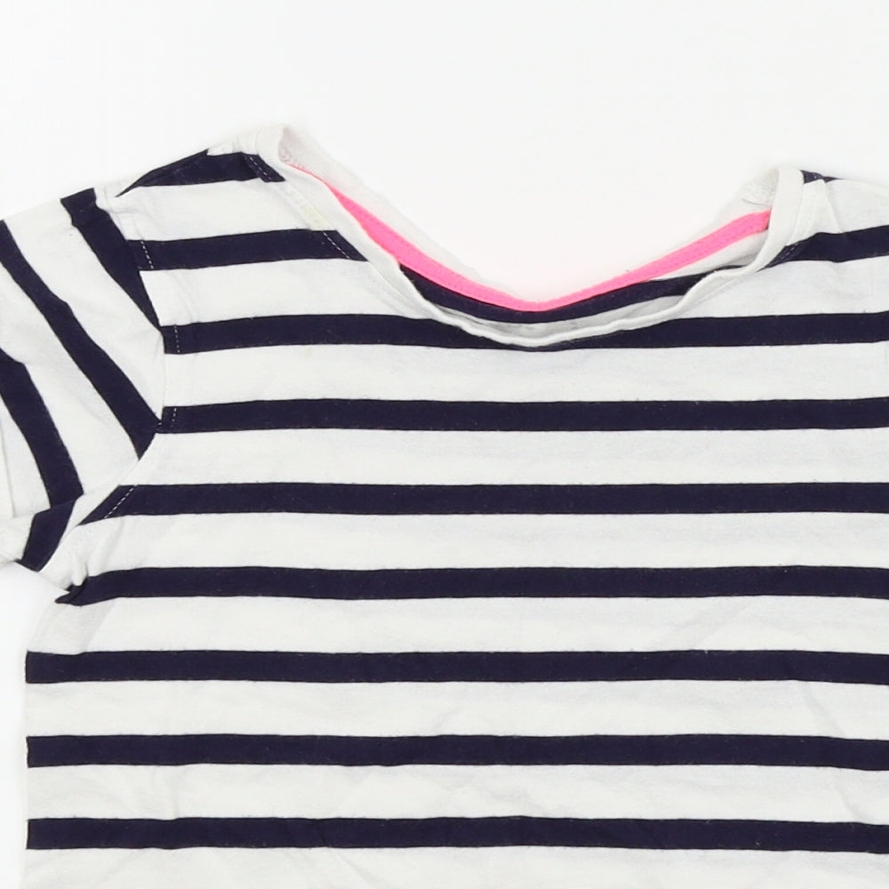 YD Girls Blue Striped  Basic T-Shirt Size 7 Years