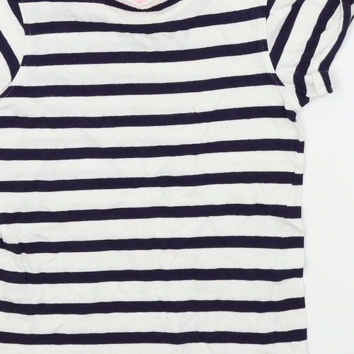 YD Girls Blue Striped  Basic T-Shirt Size 7 Years