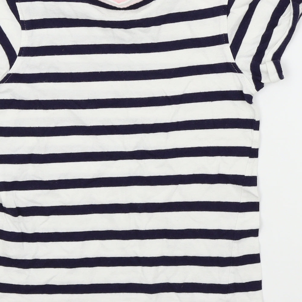 YD Girls Blue Striped  Basic T-Shirt Size 7 Years