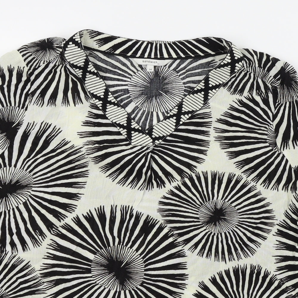 Sandwich Womens Black Colourblock  Basic T-Shirt Size 34