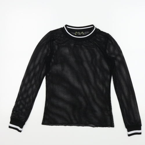 IVORY LOVE Womens Black Colourblock  Basic T-Shirt Size S