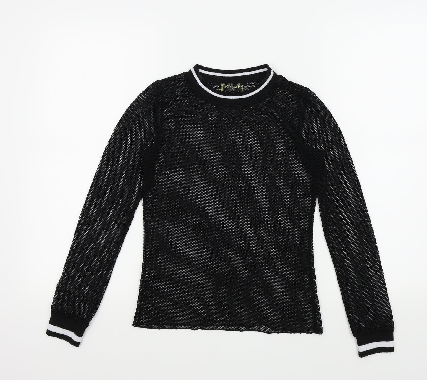 IVORY LOVE Womens Black Colourblock  Basic T-Shirt Size S