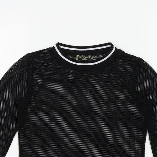 IVORY LOVE Womens Black Colourblock  Basic T-Shirt Size S