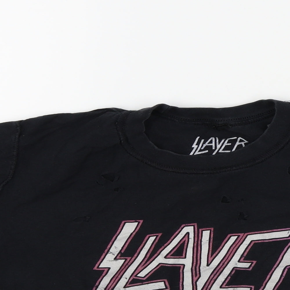 Topshop Womens Black Colourblock  Basic T-Shirt Size S  - SLAYER