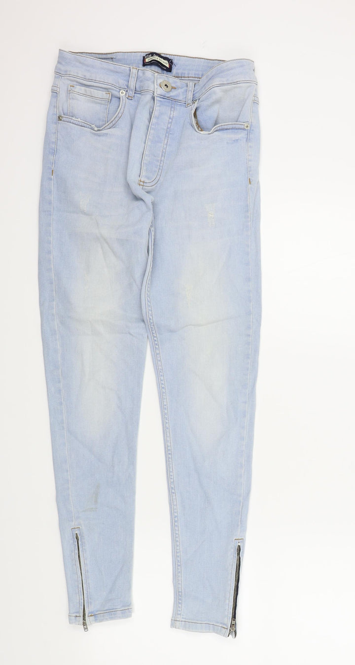 ASYLUM Womens Blue Houndstooth  Skinny Jeans Size 28 L28.5 in - ZIP DETAIL ON LEGS