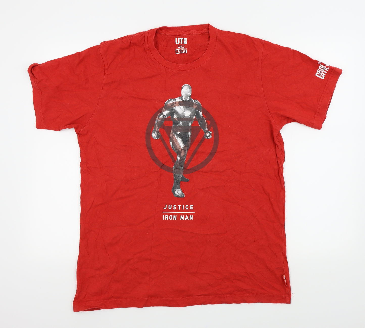 UT Mens Red Colourblock   T-Shirt Size L  - MARVEL