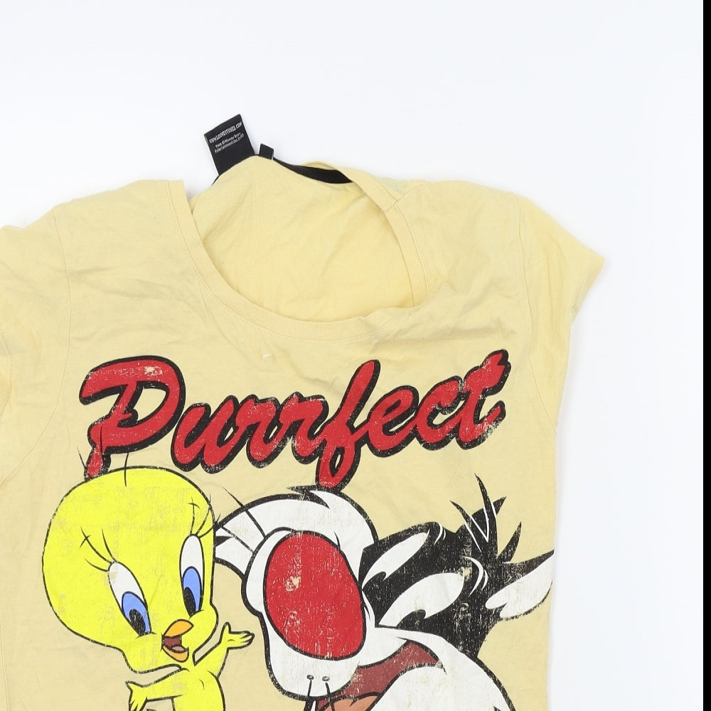 WARNER BROTHER Womens Yellow   Basic T-Shirt Size 18  - Looney Tunes