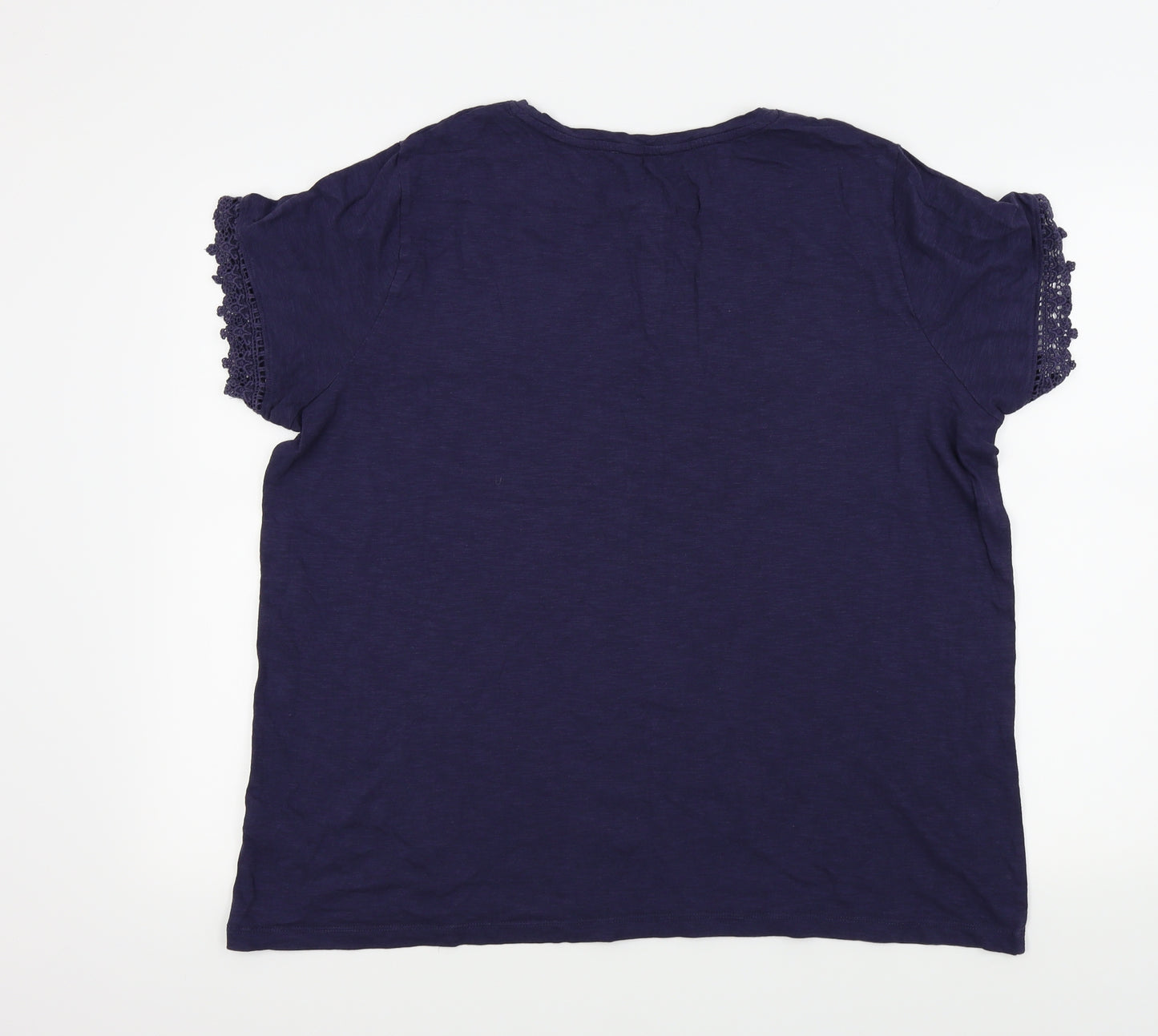 M&S Womens Blue Colourblock  Basic T-Shirt Size 20  - Frill Detail