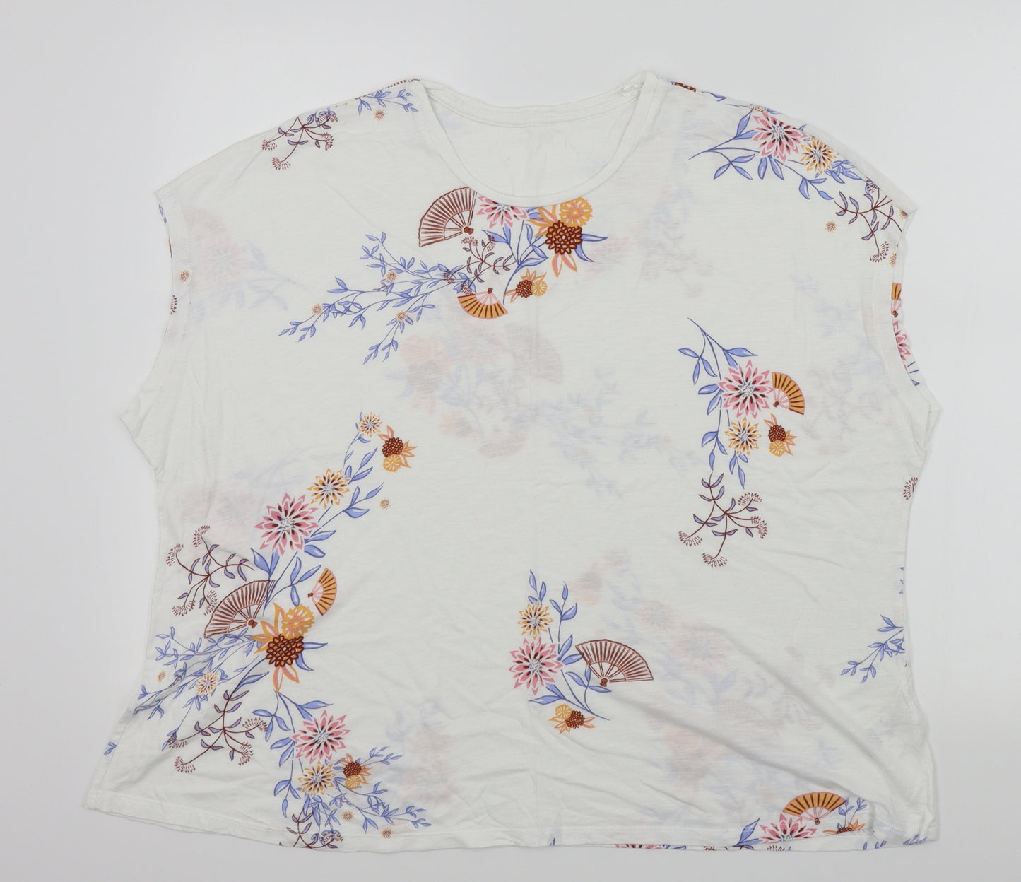 M&S Womens White Floral  Basic T-Shirt Size 20