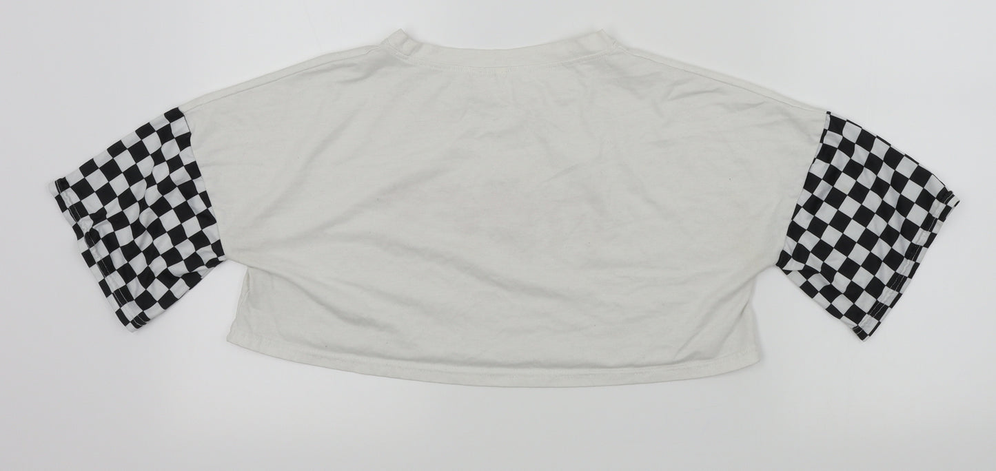 Preworn Womens White Colourblock  Basic T-Shirt Size M