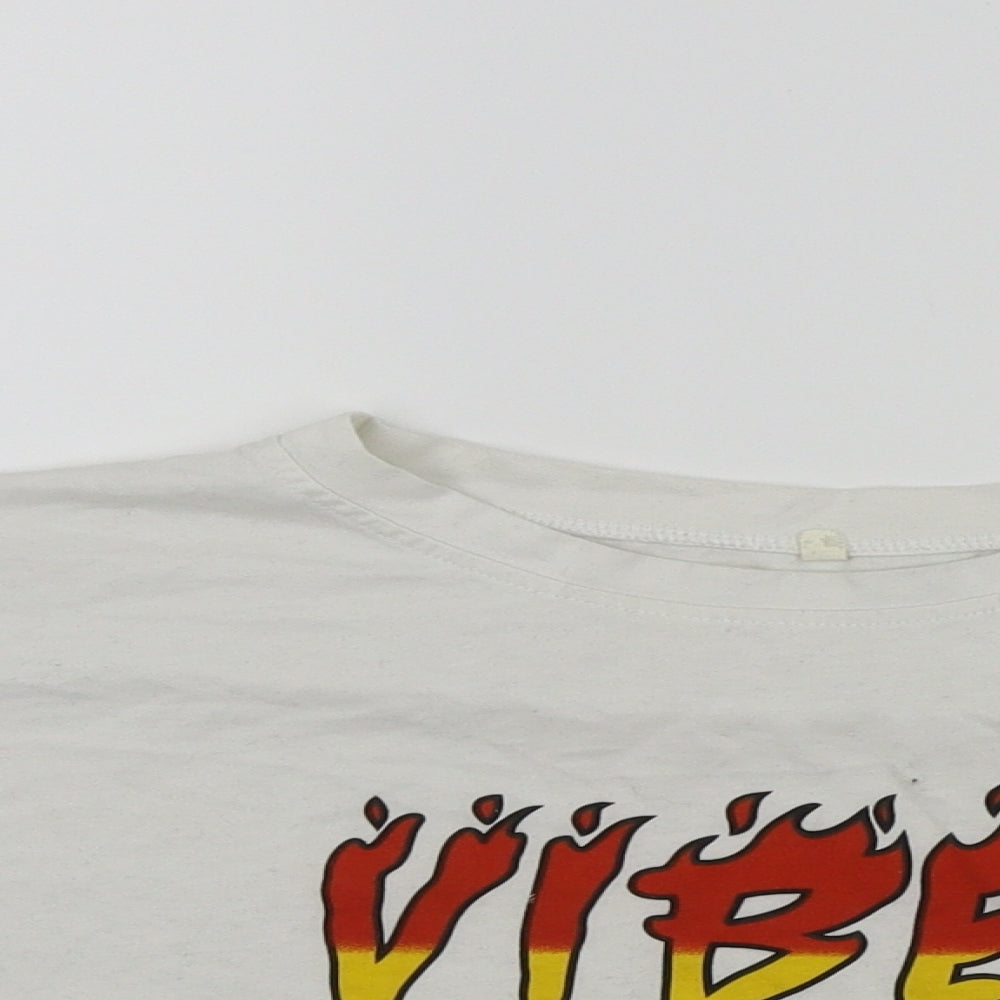 Preworn Womens White Colourblock  Basic T-Shirt Size M