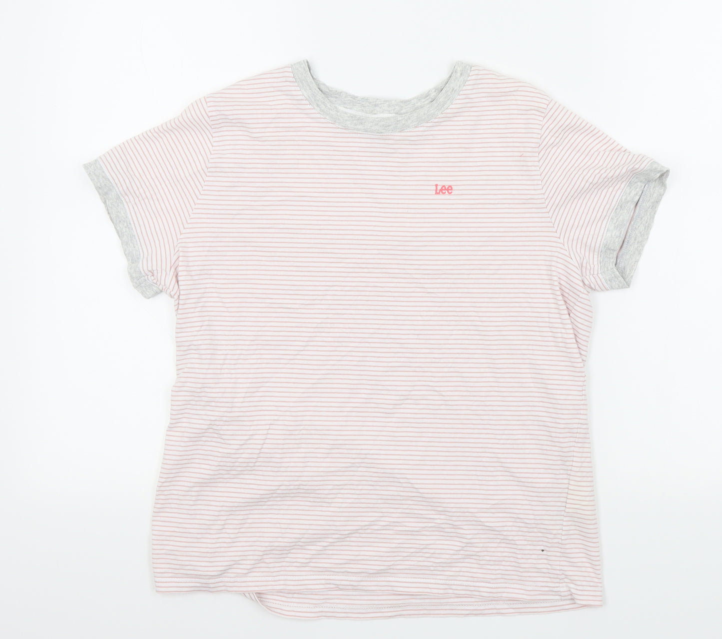 Lee Womens Pink Striped  Basic T-Shirt Size S  - LEE