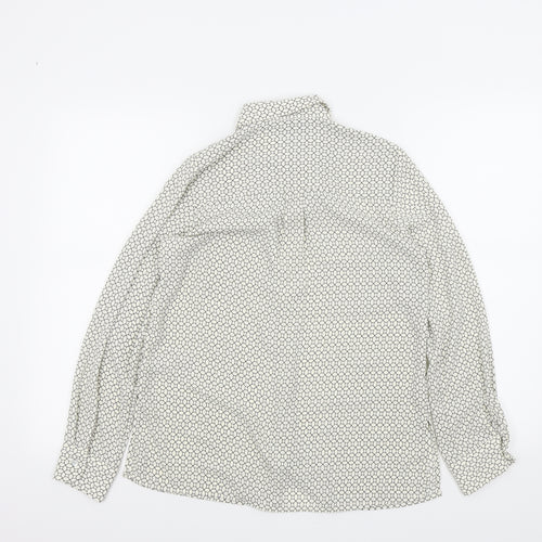 New Look Womens White Geometric  Basic Button-Up Size 6