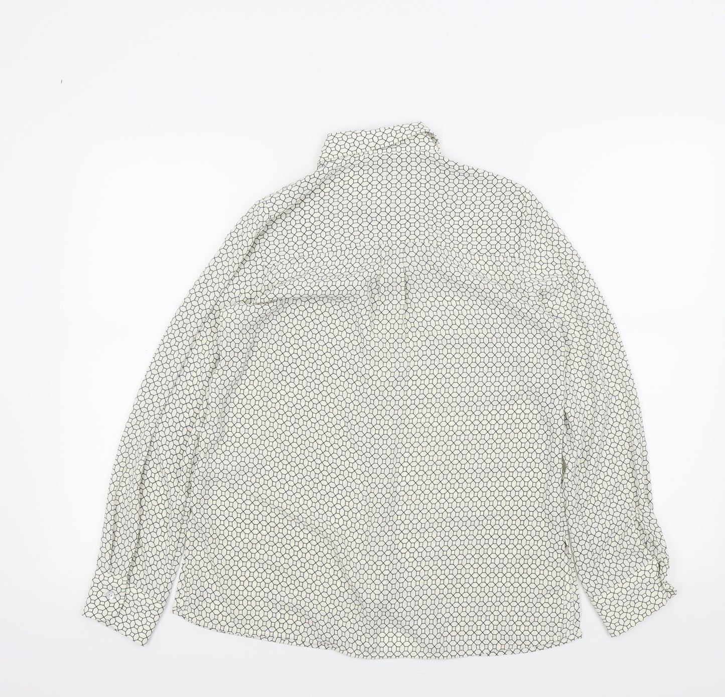 New Look Womens White Geometric  Basic Button-Up Size 6