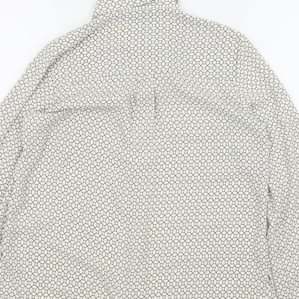 New Look Womens White Geometric  Basic Button-Up Size 6