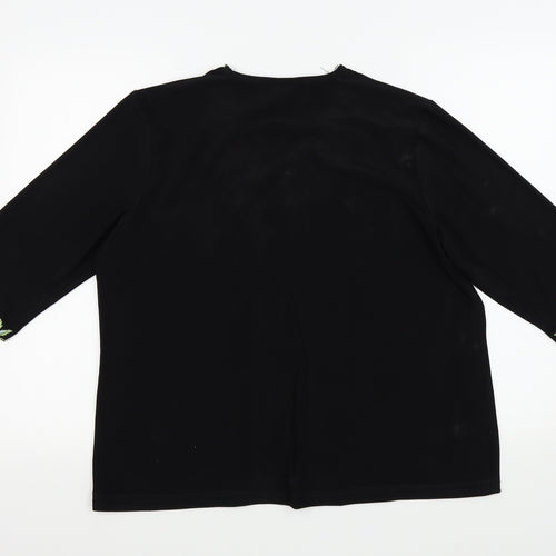 JIN ABE Womens Black Floral  Basic T-Shirt Size 8