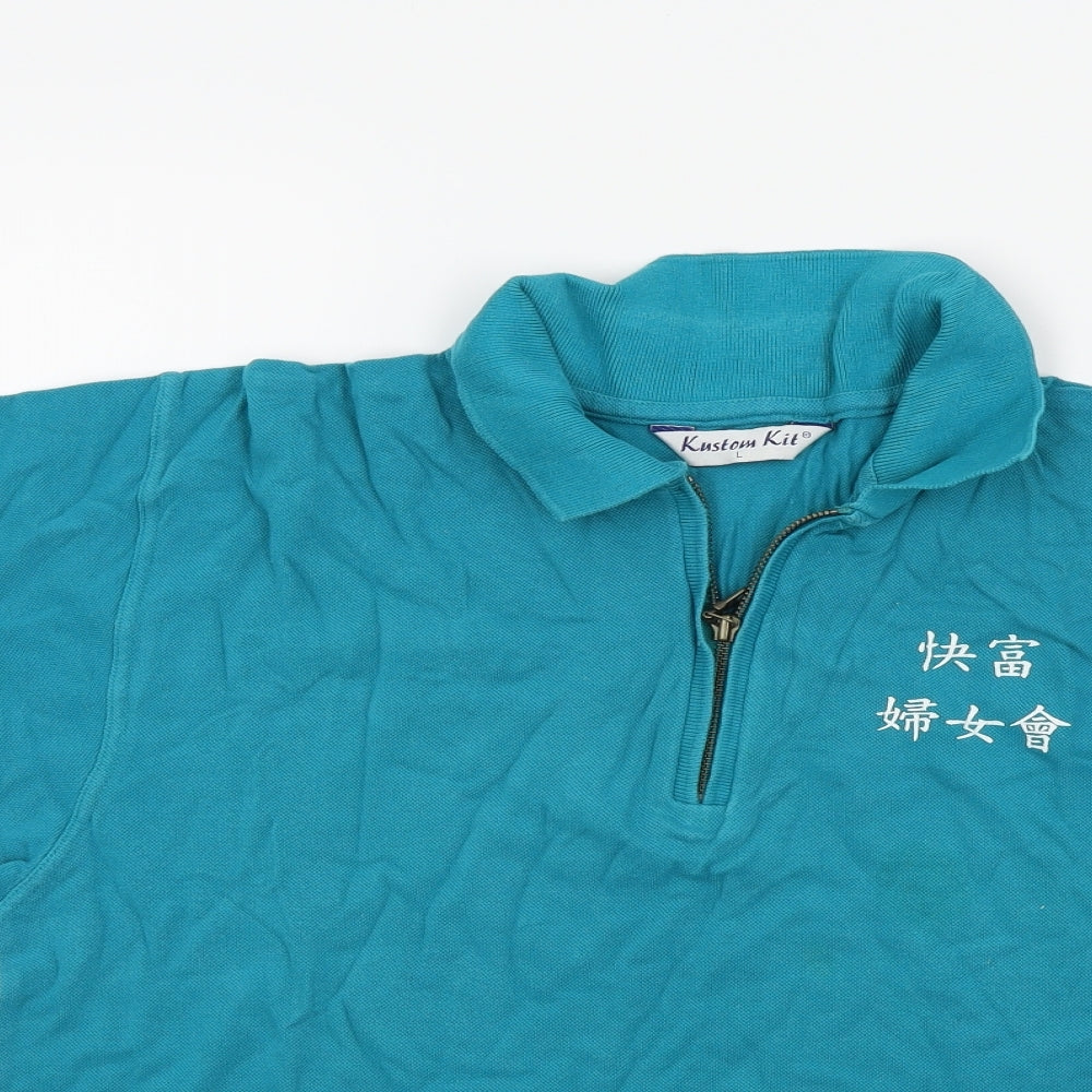 Kustom Kit Mens Green Colourblock   Polo Size L