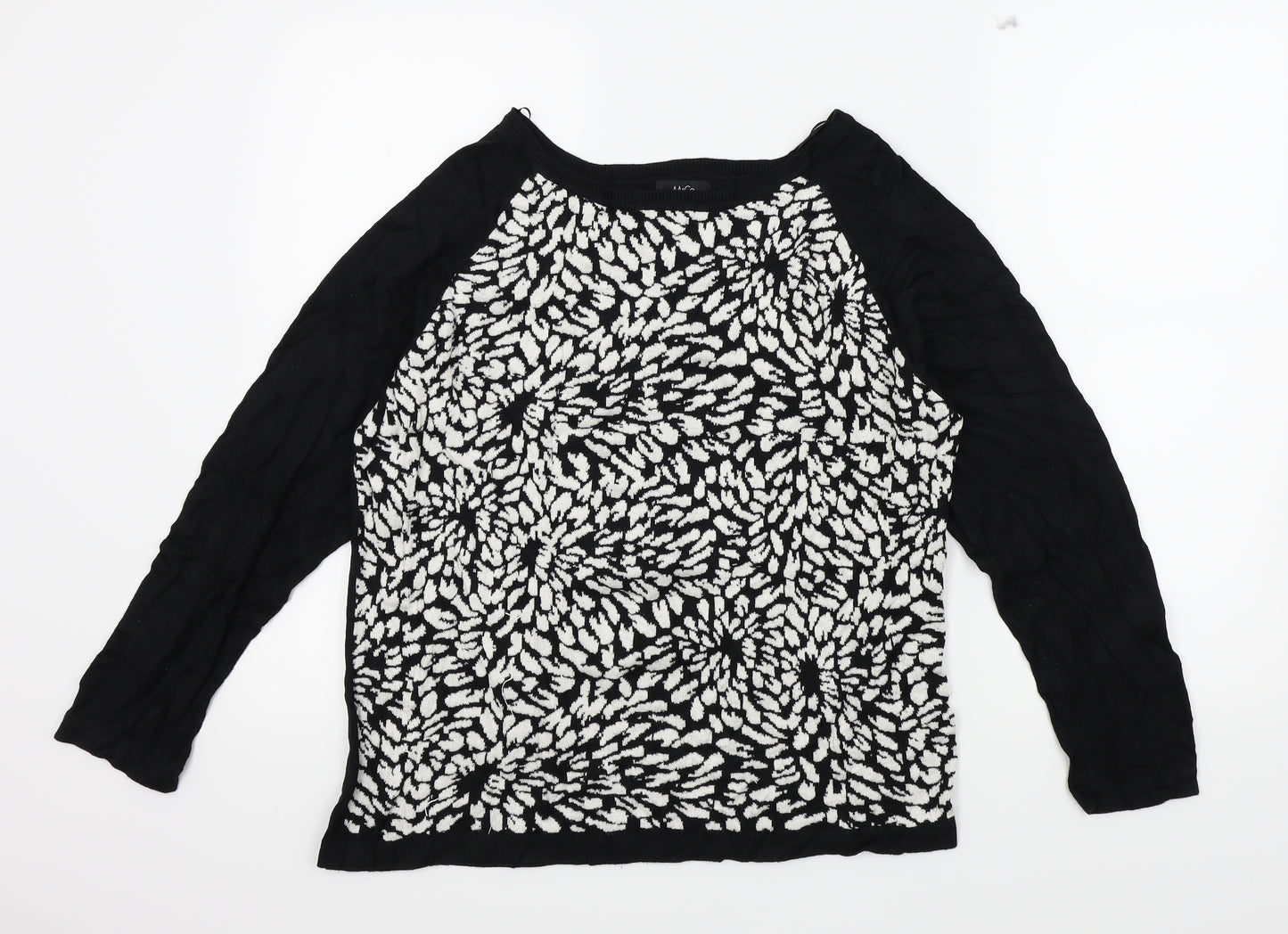 M&Co Womens Black Geometric  Pullover Jumper Size 20