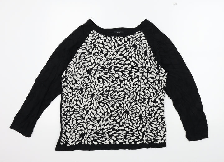 M&Co Womens Black Geometric Pullover Jumper Size 20