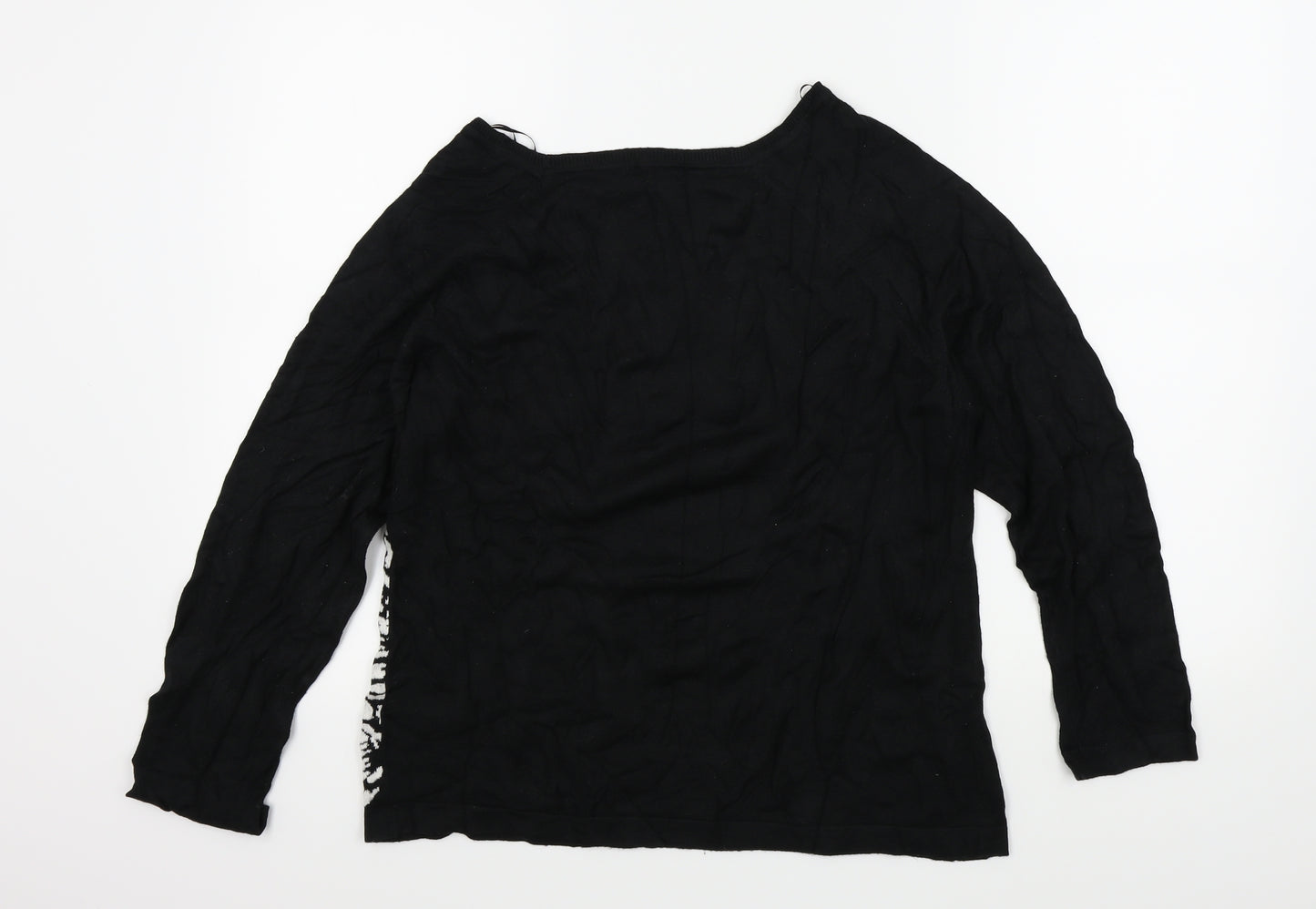 M&Co Womens Black Geometric  Pullover Jumper Size 20