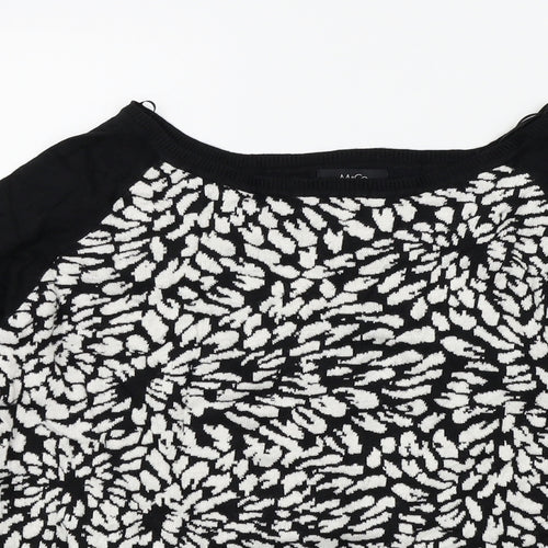 M&Co Womens Black Geometric  Pullover Jumper Size 20