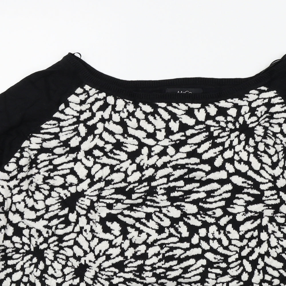 M&Co Womens Black Geometric  Pullover Jumper Size 20