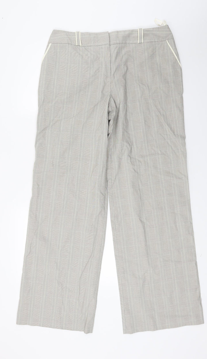 Monsoon Womens Grey Check Trousers Size 12 L28 in