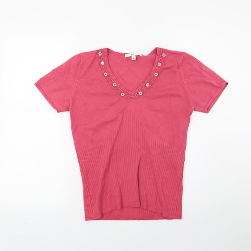 Klass Womens Red  Knit Pullover Jumper Size 12
